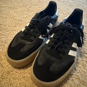 adidas Black White Gum-Soled Athletic Sneakers